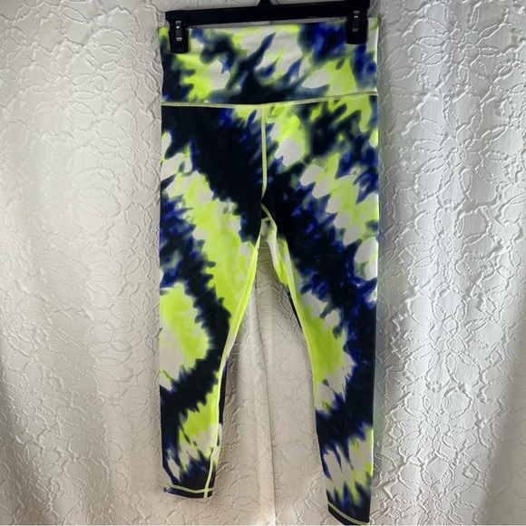Athleta Tie-Dye Ankle Leggings - Neon Yellow and Black - Picture 4 of 9